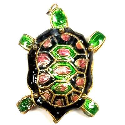 ENAMEL TURTLE 25X35MM BLACK
